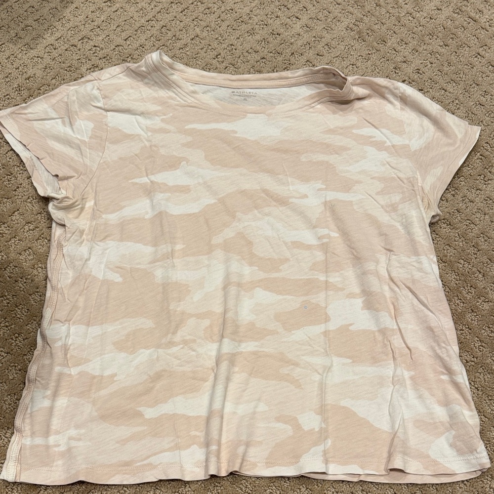 Athleta Beige and White Camouflage Tee